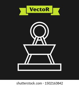 White line Attraction carousel icon isolated on black background. Amusement park. Childrens entertainment playground, recreation park.  Vector Illustration