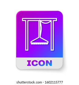 White line Automatic irrigation sprinklers icon isolated on white background. Watering equipment. Garden element. Spray gun icon. Rectangle color button. Vector Illustration