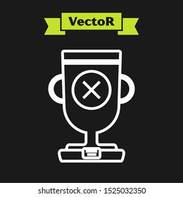 White line Award cup icon isolated on black background. Winner trophy symbol. Championship or competition trophy. Sports achievement sign.  Vector Illustration
