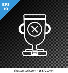 White line Award cup icon isolated on transparent dark background. Winner trophy symbol. Championship or competition trophy. Sports achievement sign.  Vector Illustration