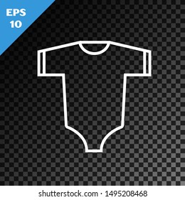 White line Baby clothes icon isolated on transparent dark background. Baby clothing for baby girl and boy. Baby bodysuit.  Vector Illustration