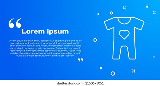 White line Baby clothes icon isolated on blue background. Baby clothing for baby girl and boy. Baby bodysuit.  Vector