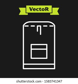 White line Backpack icon isolated on black background. Diving underwater equipment.  Vector Illustration