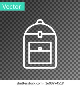 White line Backpack icon isolated on transparent background.  Vector Illustration