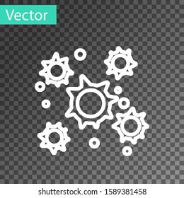 White line Bacteria icon isolated on transparent background. Bacteria and germs, microorganism disease causing, cell cancer, microbe, virus, fungi.  Vector Illustration