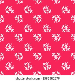 White line Bacteria icon isolated seamless pattern on red background. Bacteria and germs, microorganism disease causing, cell cancer, microbe, virus, fungi.  Vector Illustration