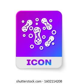 White line Bacteria icon isolated on white background. Bacteria and germs, microorganism disease causing, cell cancer, microbe, virus, fungi. Rectangle color button. Vector Illustration