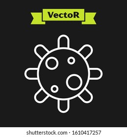 White line Bacteria icon isolated on black background. Bacteria and germs Vector Illustration