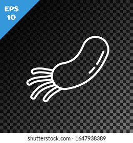 White line Bacteria icon isolated on transparent dark background. Bacteria and germs, microorganism disease causing, cell cancer, microbe, virus, fungi.  Vector Illustration