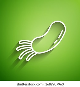 White line Bacteria icon isolated on green background. Bacteria and germs, microorganism disease causing, cell cancer, microbe, virus, fungi.  Vector Illustration