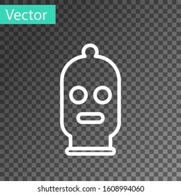 White line Balaclava icon isolated on transparent background. A piece of clothing for winter sports or a mask for a criminal or a thief.  Vector Illustration