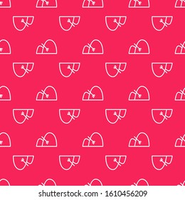 White line Bale of hay and rake icon isolated seamless pattern on red background.  Vector Illustration