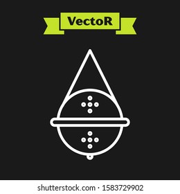 White line Ball tea strainer icon isolated on black background.  Vector Illustration