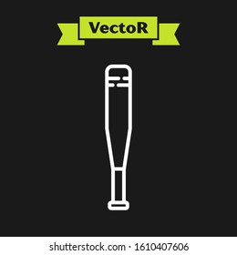 White line Baseball bat icon isolated on black background.  Vector Illustration