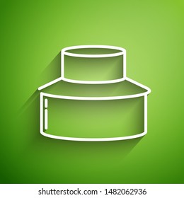 White line Beekeeper with protect hat icon isolated on green background. Special protective uniform.  Vector Illustration