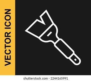 White line Beekeeping brush icon isolated on black background. Tool of the beekeeper.  Vector