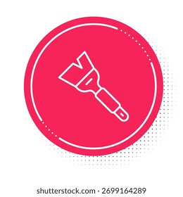 White line Beekeeping brush icon isolated on white background. Tool of the beekeeper. Red circle button. Vector