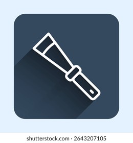 White line Beekeeping uncapping knife icon isolated with long shadow background. Tool of the beekeeper. Blue square button. Vector