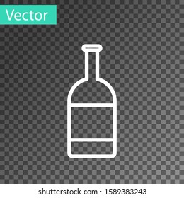 White line Beer bottle icon isolated on transparent background.  Vector Illustration