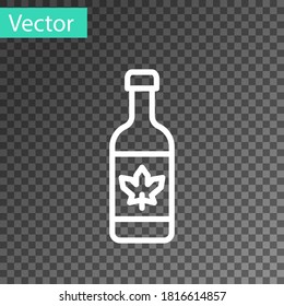 White line Beer bottle icon isolated on transparent background. Vector.