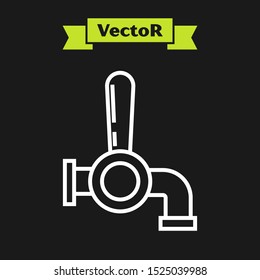 White line Beer tap icon isolated on black background.  Vector Illustration
