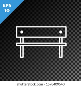 White line Bench icon isolated on transparent dark background.  Vector Illustration