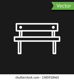 White line Bench icon isolated on black background.  Vector Illustration