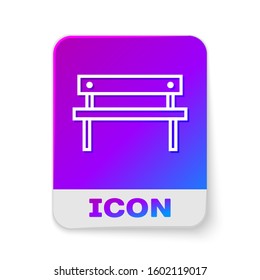 White line Bench icon isolated on white background. Rectangle color button. Vector Illustration