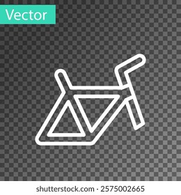 White line Bicycle frame icon isolated on transparent background.  Vector