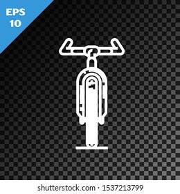 White line Bicycle icon isolated on transparent dark background. Bike race. Extreme sport. Sport equipment.  Vector Illustration