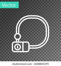 Línea blanca Bloqueo de bicicleta en forma de U icono industrial aislado sobre fondo transparente.  Vector