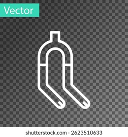 White line Bicycle suspension fork icon isolated on transparent background. Sport transportation spare part steering wheel.  Vector