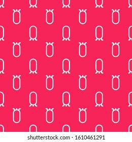 White line Big full length mirror for bedroom, shops, backstage icon isolated seamless pattern on red background.  Vector Illustration