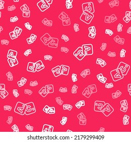 White line Bingo icon isolated seamless pattern on red background. Lottery tickets for american bingo game.  Vector
