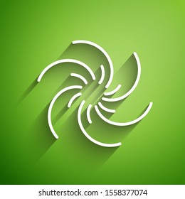 White line Black hole icon isolated on green background. Space hole. Collapsar.  Vector Illustration