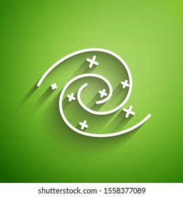 White line Black hole icon isolated on green background. Space hole. Collapsar.  Vector Illustration