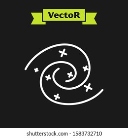White line Black hole icon isolated on black background. Space hole. Collapsar.  Vector Illustration