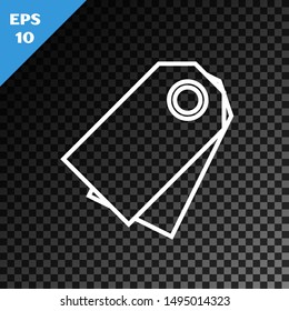 White line Blank label template price tag icon isolated on transparent dark background. Empty shopping discount sticker. Template discount banner.  Vector Illustration