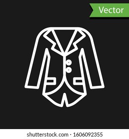 White line Blazer or jacket icon isolated on black background.  Vector Illustration