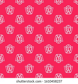 White line Blazer or jacket icon isolated seamless pattern on red background.  Vector Illustration