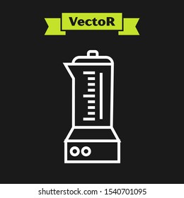 White line Blender icon isolated on black background. Kitchen electric stationary blender with bowl. Cooking smoothies, cocktail or juice.  Vector Illustration
