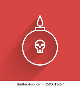 White line Bomb ready to explode icon isolated with long shadow.  Vector Illustration