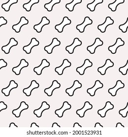 White line bones contour on light pink background seamless square pattern. Dog style color vector theme template. Design element on the subject of canine, pets, dogs and puppies.