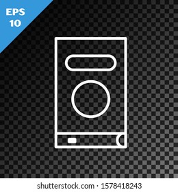 White line Book icon isolated on transparent dark background.  Vector Illustration