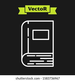 White line Book icon isolated on black background.  Vector Illustration
