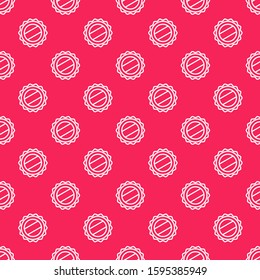 White line Bottle cap icon isolated seamless pattern on red background.  Vector Illustration