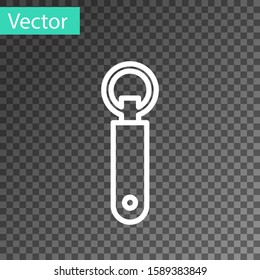 White line Bottle opener icon isolated on transparent background.  Vector Illustration