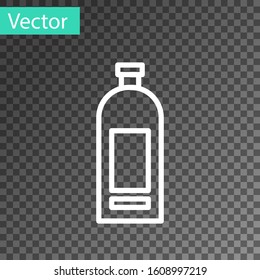 White line Bottle of shampoo icon isolated on transparent background.  Vector Illustration