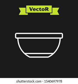 White line Bowl icon isolated on black background.  Vector Illustration