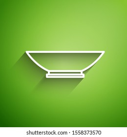 White line Bowl icon isolated on green background.  Vector Illustration